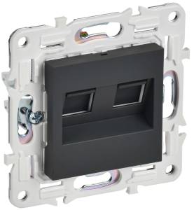 Розетка компьютерная RJ45 2-местная IEK Skandy SK-K20-2-K53 графит