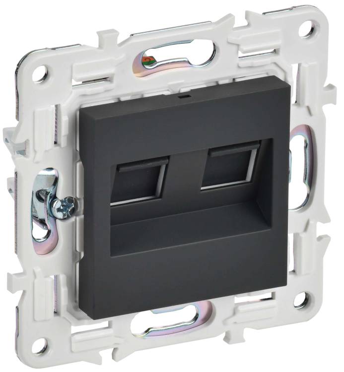 Розетка компьютерная RJ45 2-местная IEK Skandy SK-K20-2-K53 графит