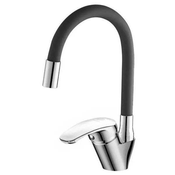 Смеситель для кухни OneLife P11-007cr с гибким изливом, черный, хром