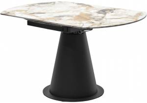 Стол Woodville Teramo 582146 gloss grand jade solid ceramic/черный 135(135)x90x76
