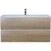 Тумба с раковиной Uperwood Barsa 293020535 подвесная, белая, дуб сонома, 100 см