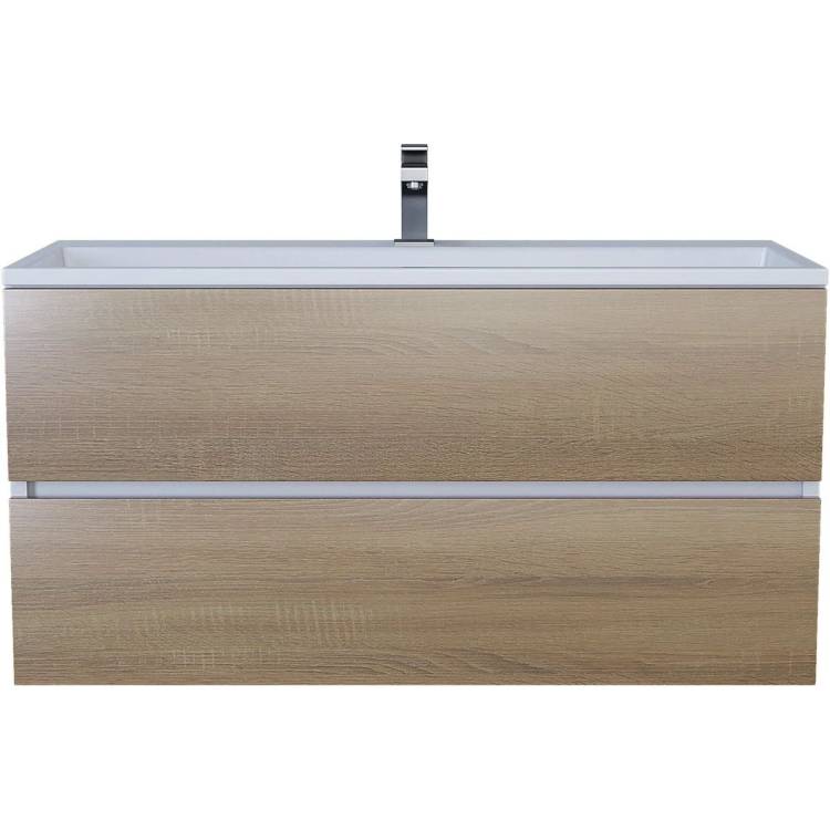 Тумба с раковиной Uperwood Barsa 293020535 подвесная, белая, дуб сонома, 100 см