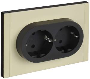 Розетка 2-местная с заземлением и шторками IEK Forte&Piano FP-R24-16-1-M-K41 серый сланец