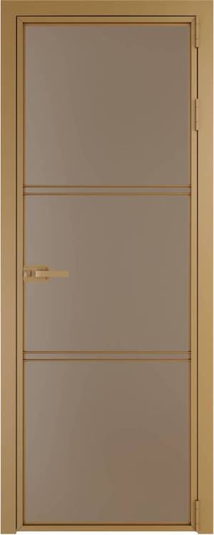 Межкомнатная дверь Profil Doors 3 AX цвет профиля Золото, стекло безопасное 6 мм монохром капучино 600x2000