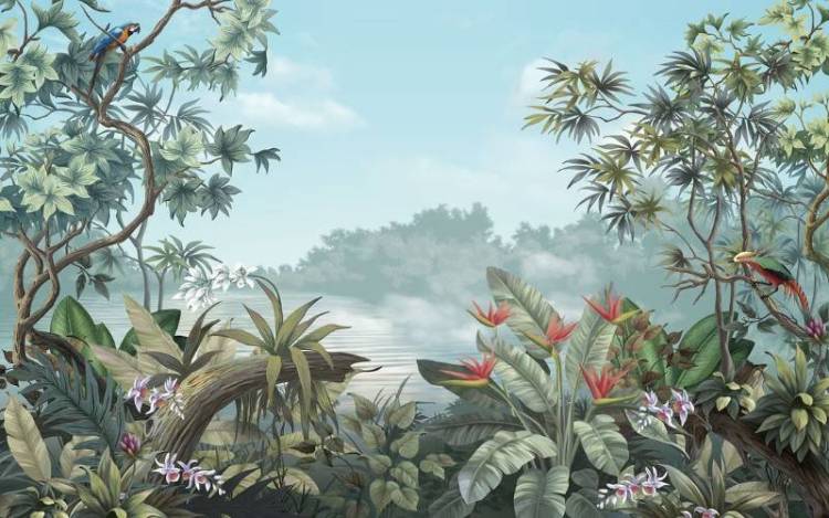 3D Фотообои Artegrafico «Пруд с экзотическими цветами» TP-020 песок