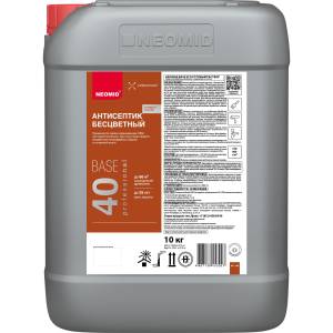 Антисептик универсальный бесцветный для наружных и внутренних работ Neomid 40 Base 10 л