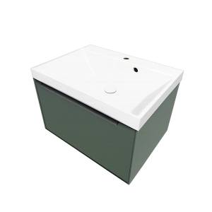 Тумба с раковиной La Fenice Simpla Grigio NFNC-01-SIM-G-60-3-60 серо-зеленая матовая, 60 см