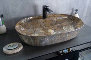 Раковина Gid Lago Mnc346T 54471 глянцевая, под камень, 61x41x14