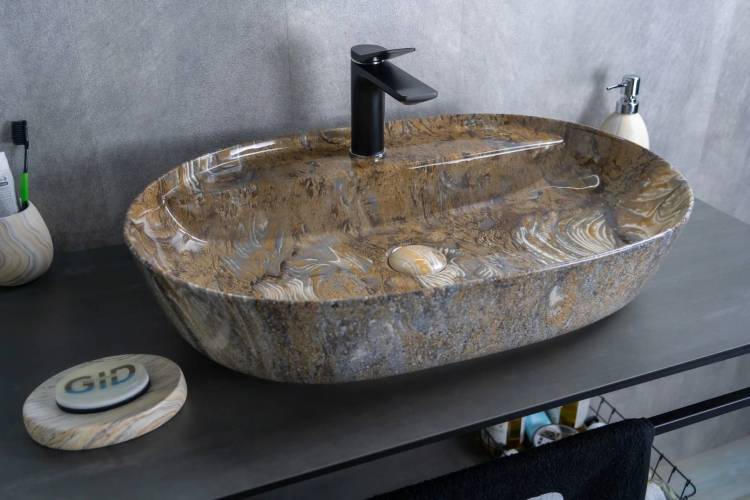 Раковина Gid Lago Mnc346T 54471 глянцевая, под камень, 61x41x14