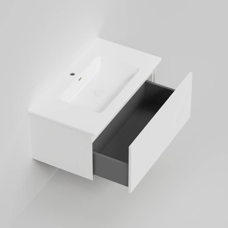 Тумба с раковиной La Fenice Terra Bianco NFNC-01-TER-B-80-3-80 белая матовая, 80 см