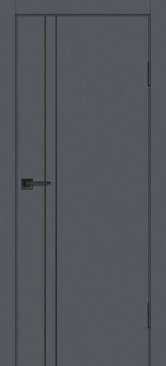 Межкомнатная дверь Profilo Porte экошпон P-20, глухая, с ABS кромкой, графит, с AL молдингом 900x2000