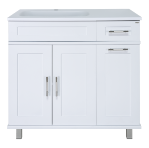 Тумба для комплекта Misty Купер 90 L белая, с бельевой корзиной
