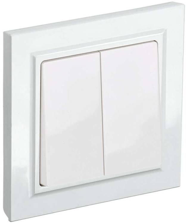 Выключатель 2-клавишный IEK Brite BR-V20-0-10-K01-F белый