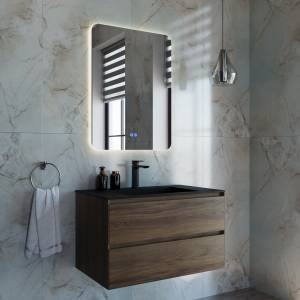 Тумба с раковиной Vincea Luka 800 2 выкатных ящика, C.Oak, раковина черная