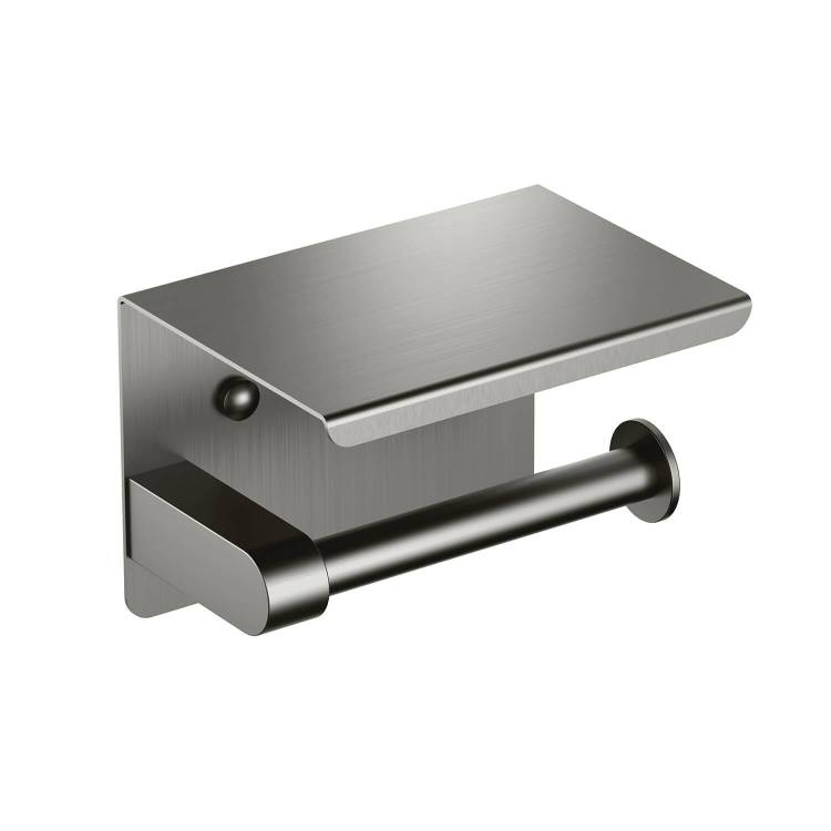 Держатель туалетной бумаги Aquatek Европа AQ4939BGM с полкой, черный хром шлифованный