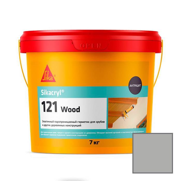 Герметик Sika Sikacryl-121 Wood паропроницаемый акриловый для деревянных конструкций 771907 Серый Ведро 7 кг