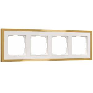 Рамка 4-постовая Werkel Baguette W0042853 белый/золотистая латунь