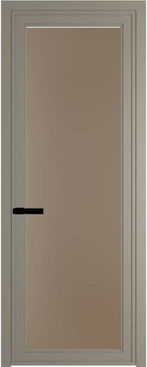 Межкомнатная дверь Profil Doors 1 AGP цвет профиля Никель матовый, стекло безопасное 6 мм монохром капучино 800x2000