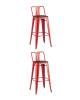 Набор из 2 барных стульев Stool Group Tolix Wood YD-H765E-W LG-03 X2 красный глянцевый со спинкой