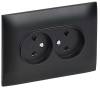 Розетка 2-местная с защитными шторками IEK Skandy SK-R23-10-K02-F черный