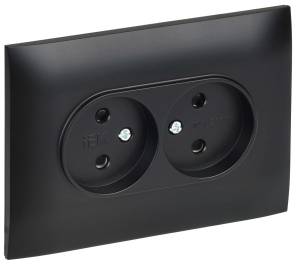 Розетка 2-местная с защитными шторками IEK Skandy SK-R23-10-K02-F черный