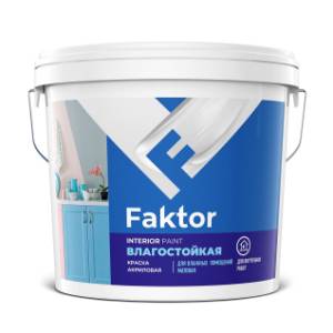 Краска интерьерная влагостойкая Faktor белая 13 кг