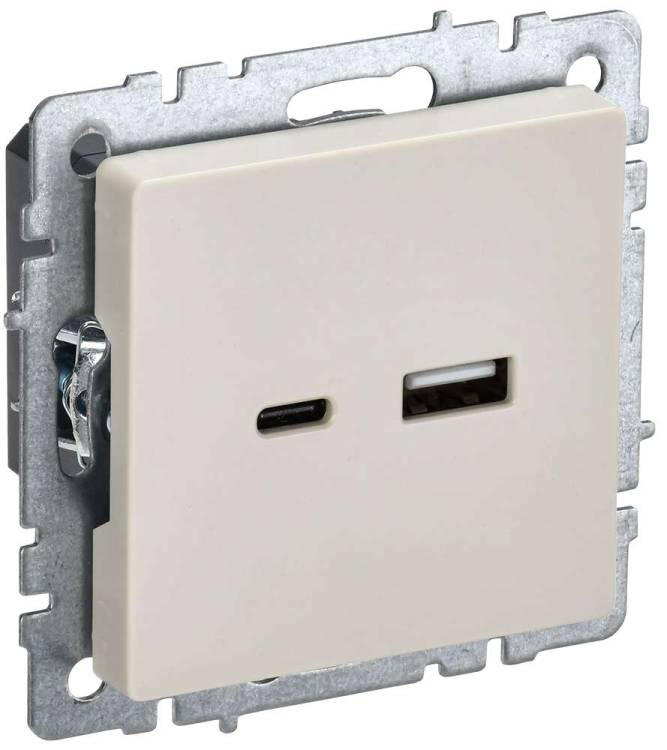Розетка USB type A+C IEK Brite BR-U22-018-K10 бежевый