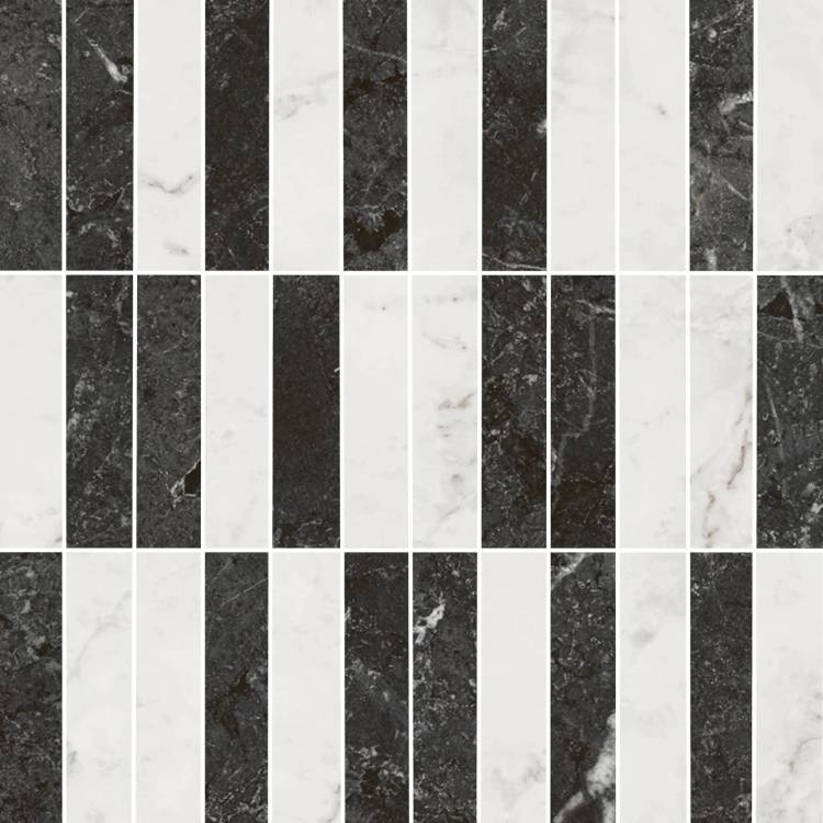 Декор Kerama Marazzi Тубкаль KMD2MSA003BR Мозаичный Микс Черный Белый Глянцевый Обрезной 30x30