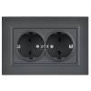 Розетка 2-местная с заземлением и шторками IEK Brite BR-R28-16-K53-F графит фото 4