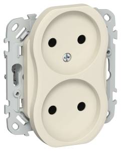 Розетка 2-местная IEK Flite FI-R20-10-1-K86 сливочный