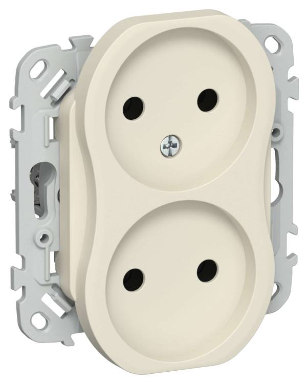 Розетка 2-местная IEK Flite FI-R20-10-1-K86 сливочный