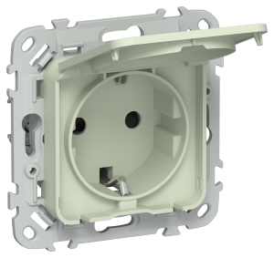 Розетка 1-местная с заземлением, шторками и крышкой IEK Flite FI-R16-16-1-44-K92 панг