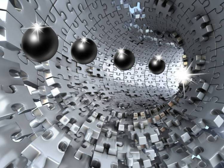 3D Фотообои Artegrafico «Шары в тоннеле из пазла в холодных тонах» ABS-112 канвас