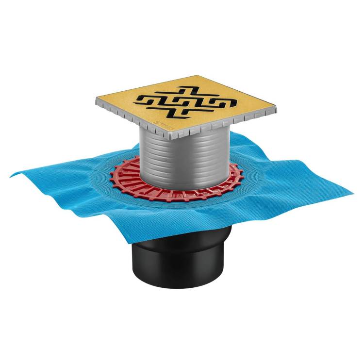 Душевой трап Berges Wasserhaus Zentrum Antik 94465 150х150, бронза, выпуск вертикальный