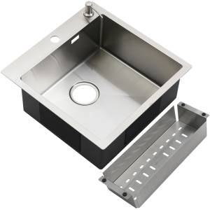 Мойка кухонная Melana ProfLine R5050HK с дозатором и коландером, сатин
