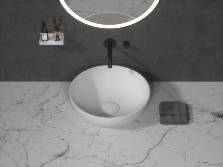 Раковина-чаша Armadi Art Monaco 879-35 кориан круглая матовая, Slim 35см 350x350x125