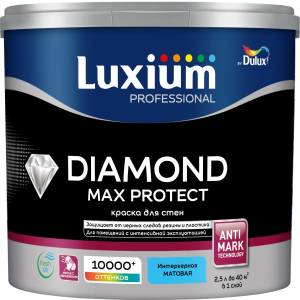 Краска для стен и потолков водно-дисперсионная Luxium Diamond Max Protect матовая база BC 2.25 л