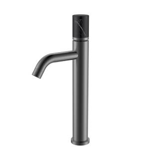 Смеситель для раковины Boheme Stick 122-GM-MR-B высокий, Gun Metal Mramor Black