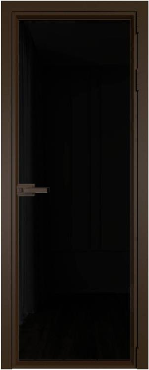 Межкомнатная дверь Profil Doors 1 AV цвет профиля Деорэ, стекло безопасное 6 мм черный триплекс 600x2000