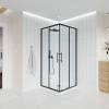Душевой уголок Veconi Evo 300 B профиль черный матовый, стекло прозрачное, 100x100x195 фото 2