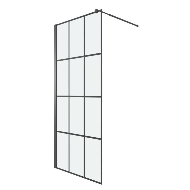 Душевая перегородка Niagara Eco NG-552-90BLACK профиль черный матовый, стекло прозрачное, 90x190