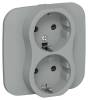 Розетка 2-местная с заземлением и шторками IEK Flite FI-R24A-16-K03 серый