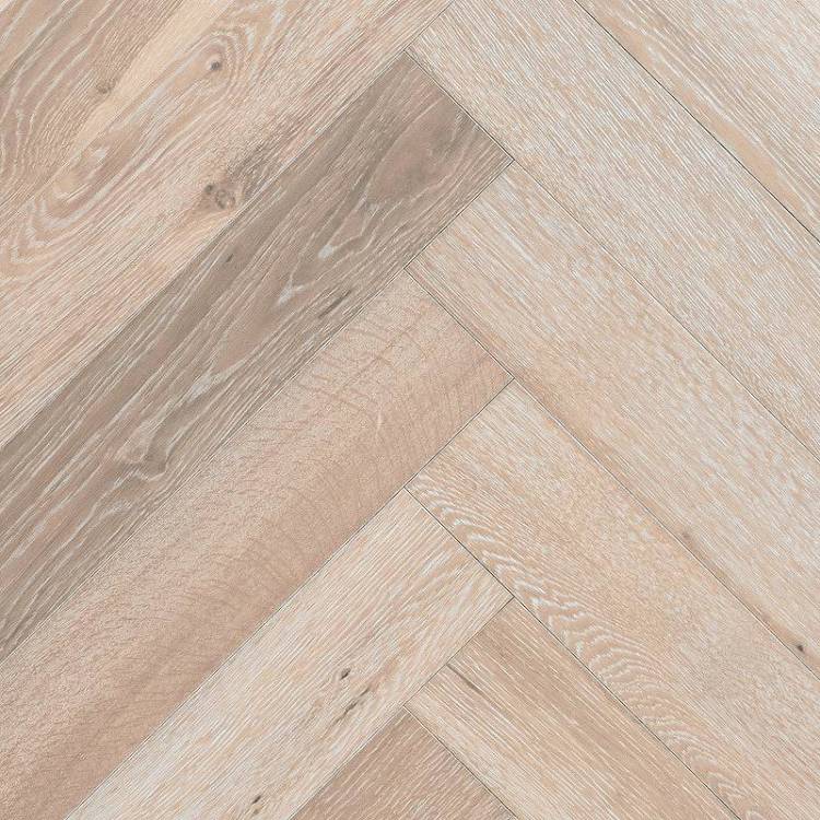 Двухслойная инженерная доска Wood Bee Herringbone Дуб Крема 600x92x12