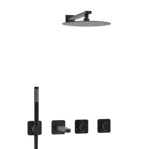Душевой комплект Wasserkraft Fulda A5251.300.301.219.258.302.242.217 с верхней душевой насадкой, черный, встраиваемый, с лейкой