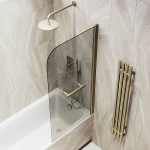 Шторка на ванну MaybahGlass MGV-783-2 70x140, поворотная, стекло бронза 6 мм, профиль бронза, с полотенцедержателем