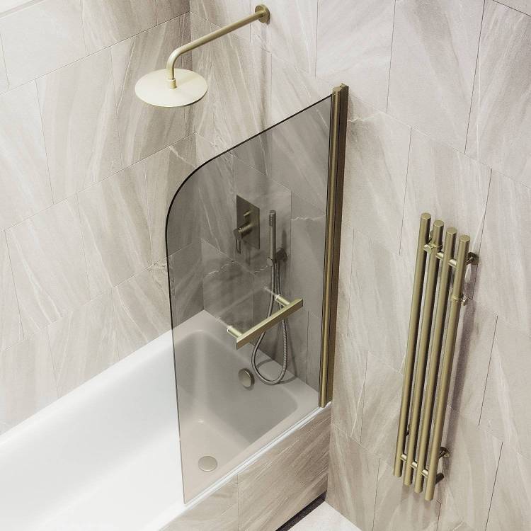 Шторка на ванну MaybahGlass MGV-783-2 70x140, поворотная, стекло бронза 6 мм, профиль бронза, с полотенцедержателем