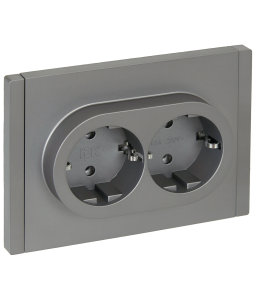 Розетка 2-местная с заземлением IEK Forte&Piano FP-R21-16-1-K46 сталь
