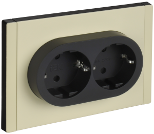 Розетка 2-местная с заземлением и шторками IEK Forte&Piano FP-R24-16-1-M-K41 серый сланец