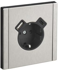 Розетка 1-местная с заземлением, шторками и USB Type A+С IEK Forte&Piano FP-R14-16-U22-018-M-K50 никель