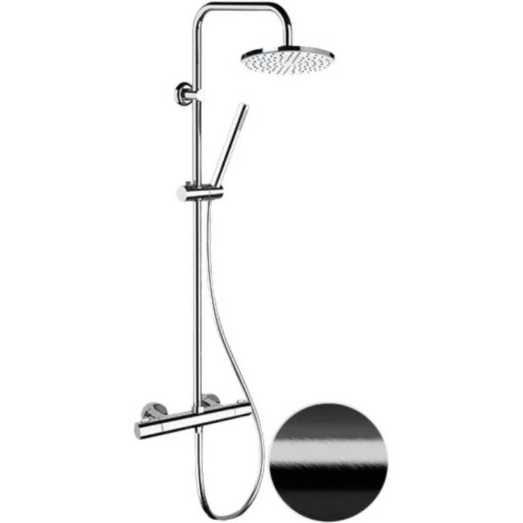 Душевая система Remer Elegance EQ32X7MMM20CFP черный брашированный хром, с термостатом